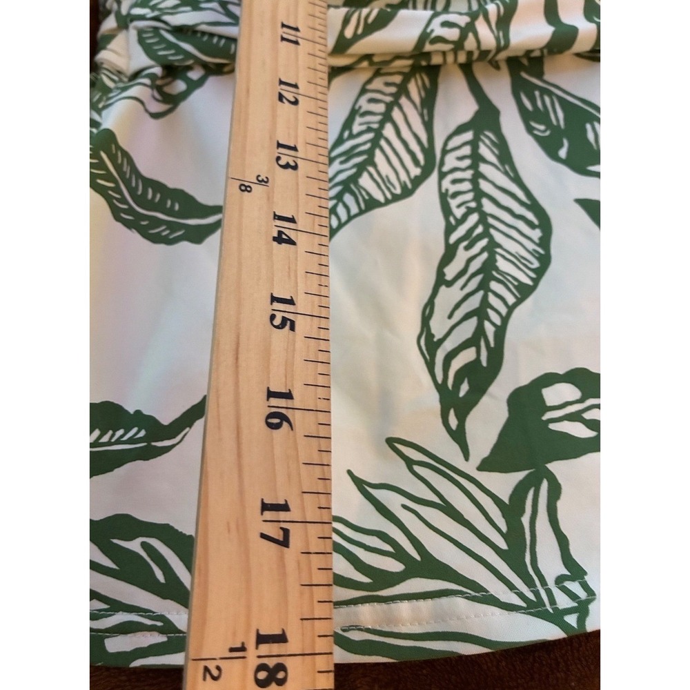 Lands' End Tankini Top Women M Green White Tropical Palm Leaf V-Neck Surplice - Picture 7 of 12